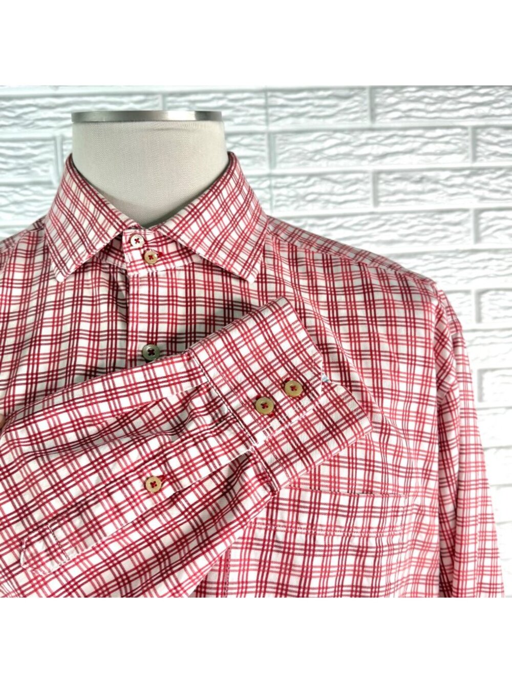 Tommy Hilfiger Mens Plaid Grid Tattersall Check Pattern Button Up Shirt Sz Large